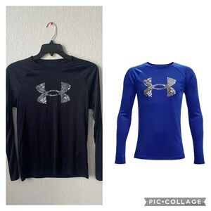 Youth Under Armor UA Tech logo Fill long sleeve shirt in black and white YXL